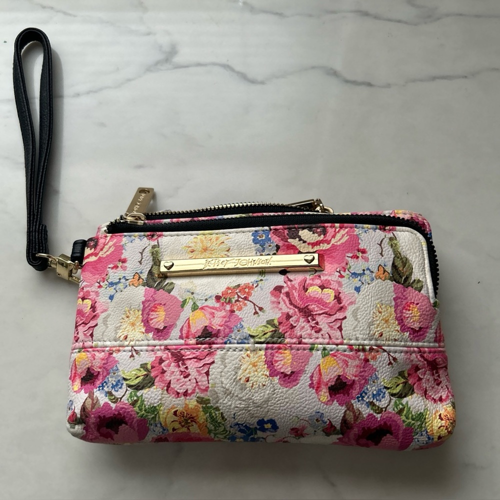 Betsey Johnson Pink Floral Wristlet
